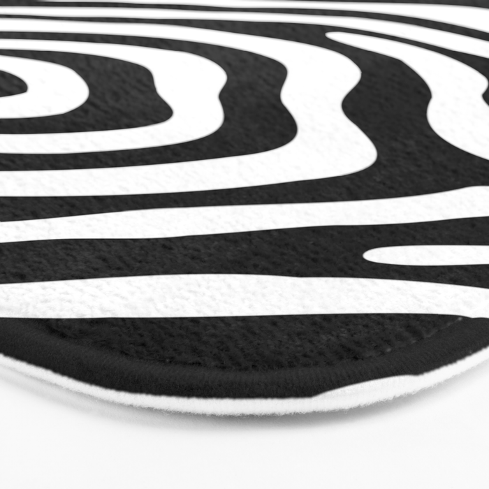 Abstract black and white stripe line pattern Bath Mat Gallery Image 3
