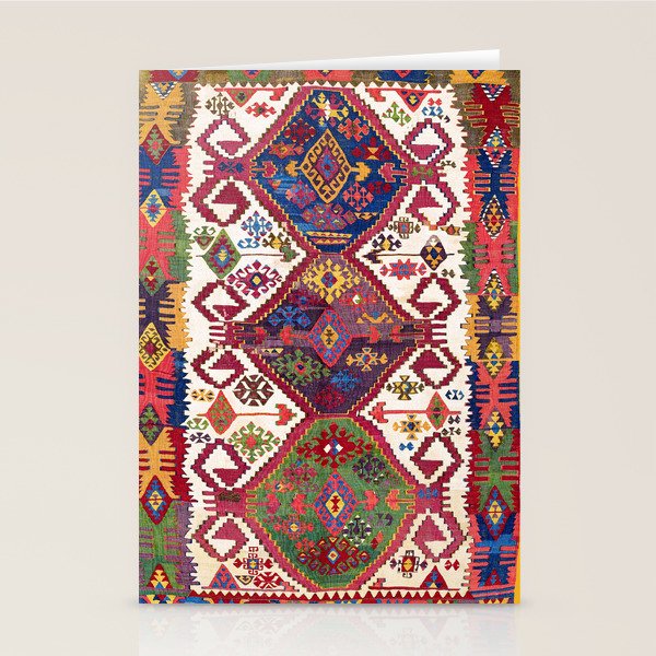 Adana Kilim South East Anatolia Antique Tribal Rug Print Stationery Card Gallery Image 1