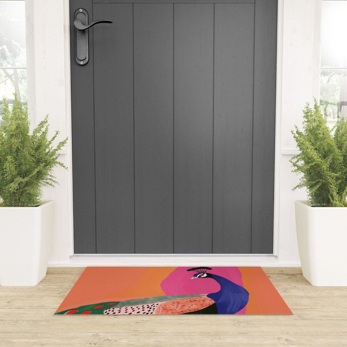 Beautiful Peacock Welcome Mat Gallery Image 3