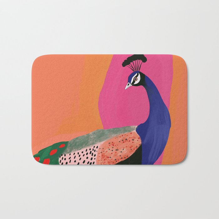 Beautiful Peacock Bath Mat Gallery Image 1