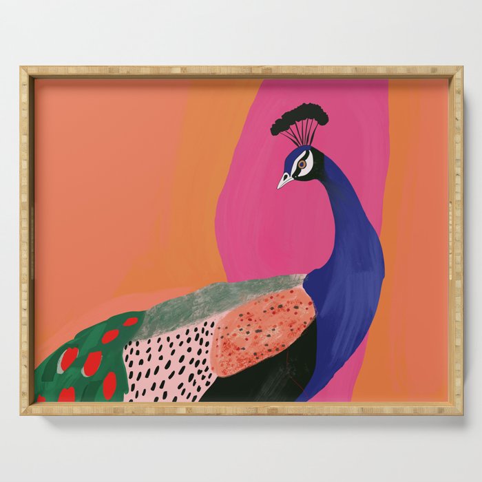 Beautiful Peacock Serving Tray Gallery Image 1