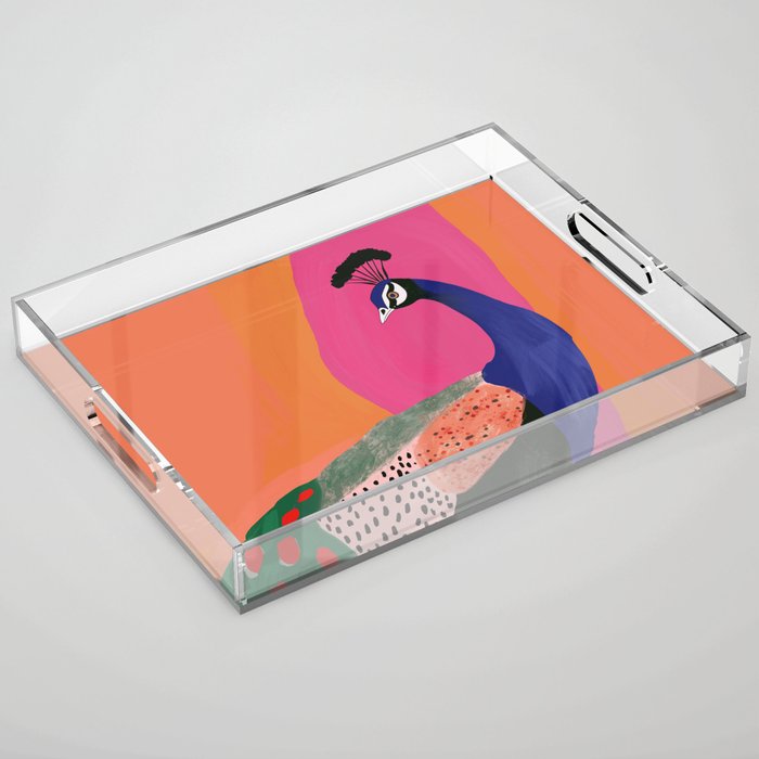 Beautiful Peacock Acrylic Tray Gallery Image 1