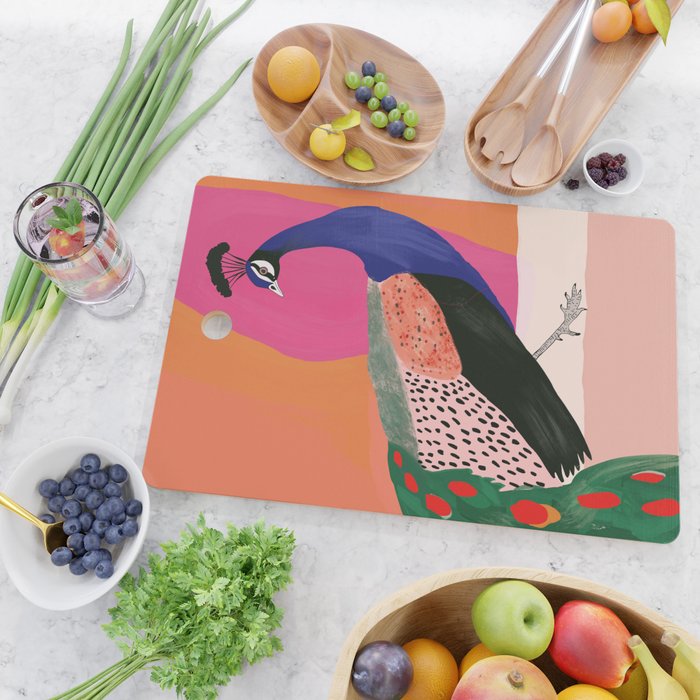 Beautiful Peacock Cutting Board Gallery Image 2