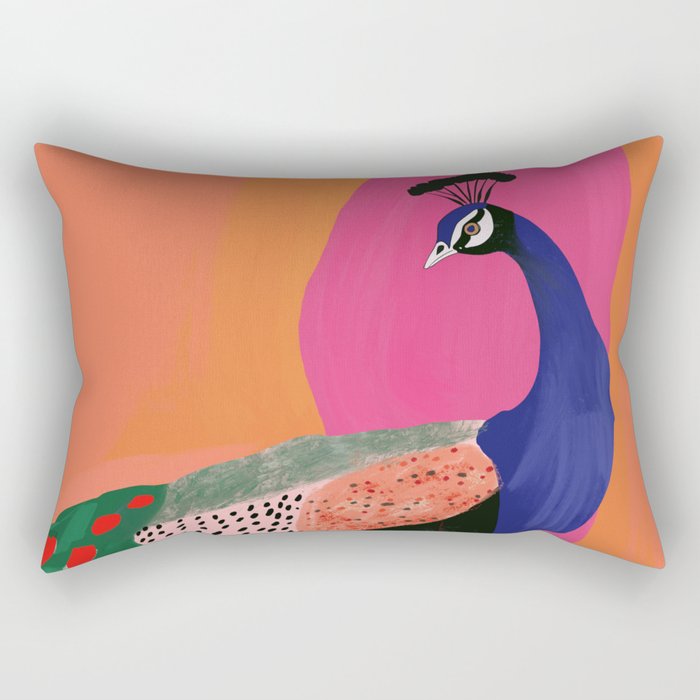 Beautiful Peacock Rectangular Pillow Gallery Image 1