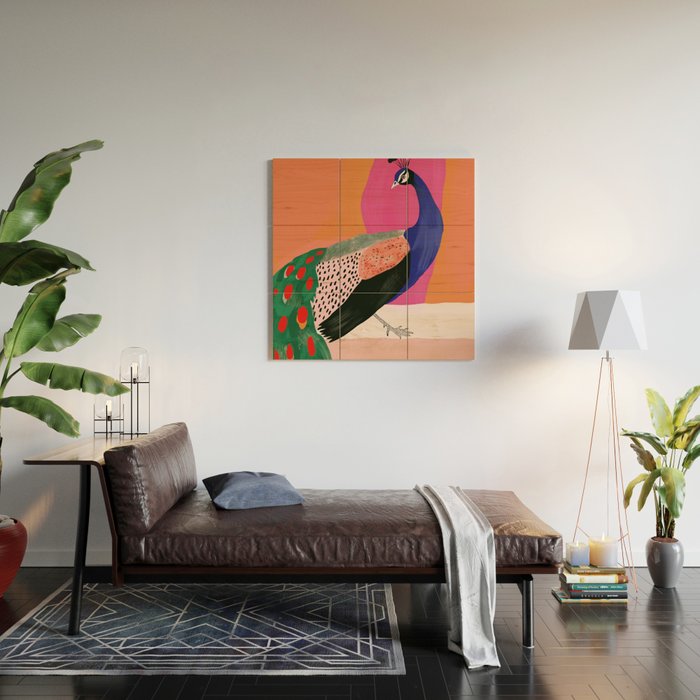 Beautiful Peacock Wood Wall Art Gallery Image 2