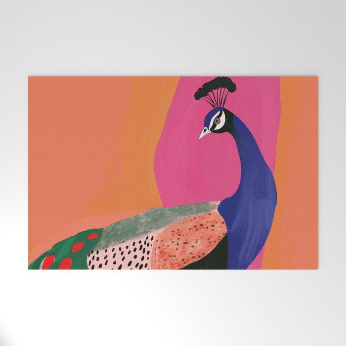 Beautiful Peacock Welcome Mat Gallery Image 1