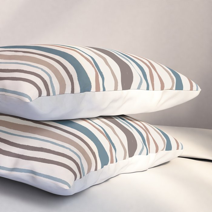Wonky lines - mocha mousse and teal Pillow Sham Gallery Image 3