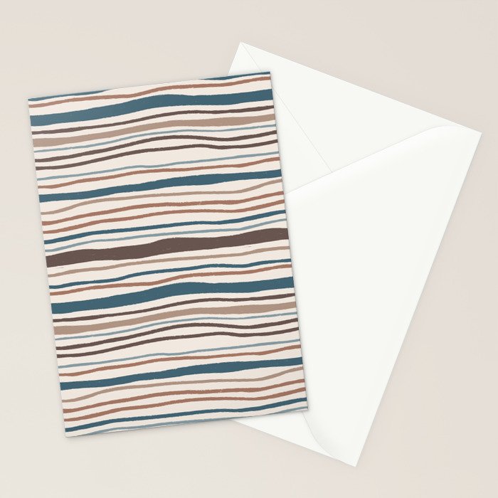 Wonky lines - mocha mousse and teal Stationery Card Gallery Image 2
