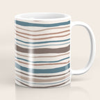 Wonky lines - mocha mousse and teal Coffee Mug Gallery Image 1