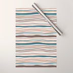 Wonky lines - mocha mousse and teal Wrapping Paper Gallery Image 1
