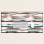 Wonky lines - mocha mousse and teal Desk Mat Gallery Image 1