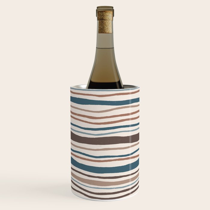 Wonky lines - mocha mousse and teal Wine Chiller Gallery Image 3
