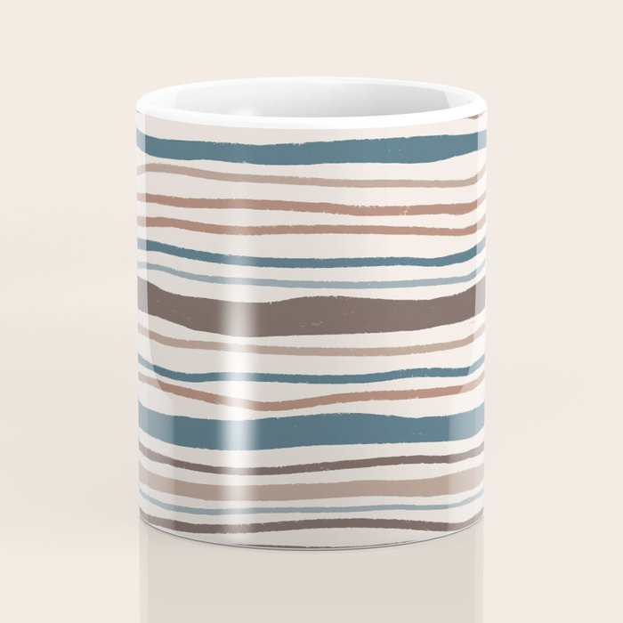 Wonky lines - mocha mousse and teal Coffee Mug Gallery Image 4