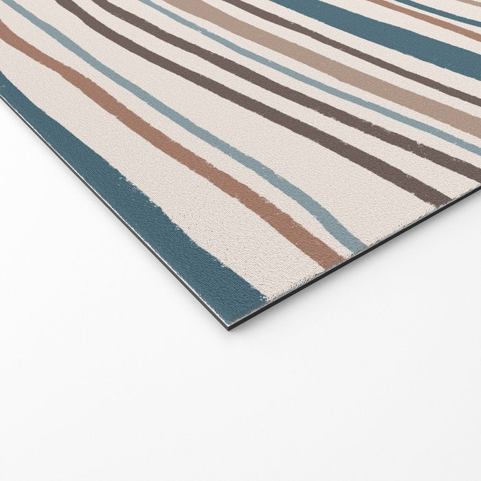 Wonky lines - mocha mousse and teal Welcome Mat Gallery Image 2