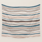 Wonky lines - mocha mousse and teal Wall Tapestry Gallery Image 4
