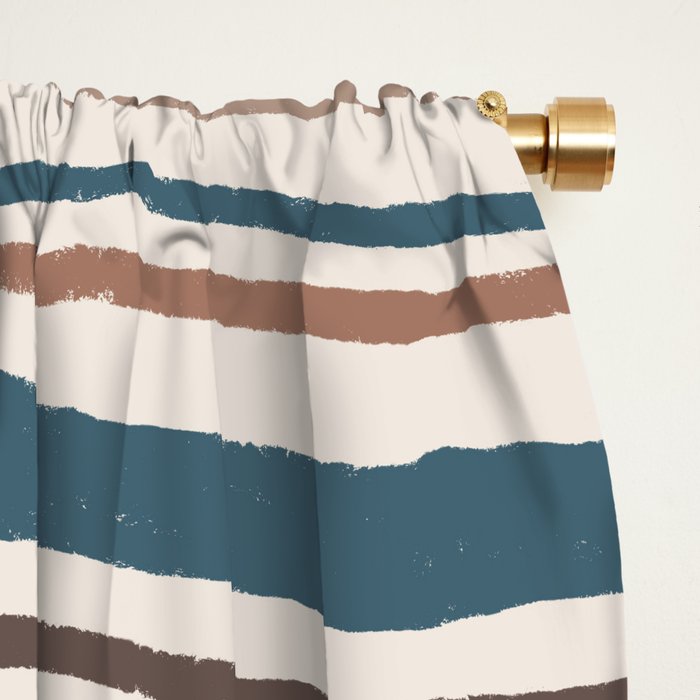 Wonky lines - mocha mousse and teal Window Curtain Gallery Image 2