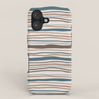 Wonky lines - mocha mousse and teal iPhone Case Gallery Image 1