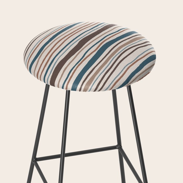 Wonky lines - mocha mousse and teal Stool Gallery Image 2