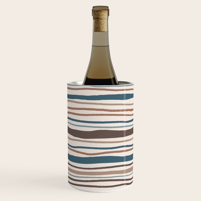 Wonky lines - mocha mousse and teal Wine Chiller Gallery Image 1