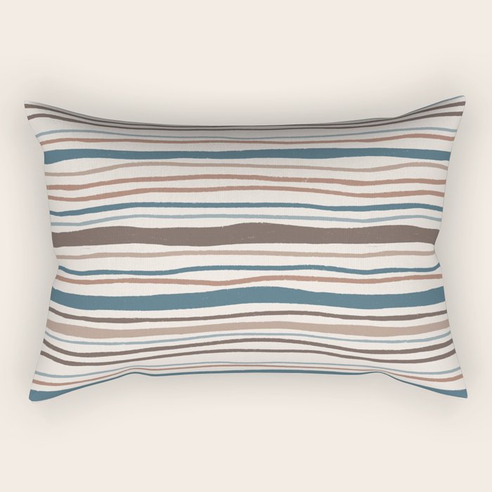 Wonky lines - mocha mousse and teal Rectangular Pillow Gallery Image 2