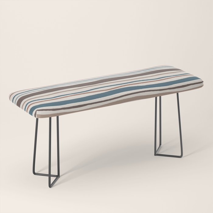 Wonky lines - mocha mousse and teal Bench Gallery Image 1