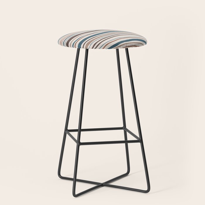 Wonky lines - mocha mousse and teal Stool Gallery Image 1