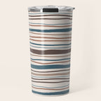 Wonky lines - mocha mousse and teal Travel Mug Gallery Image 1