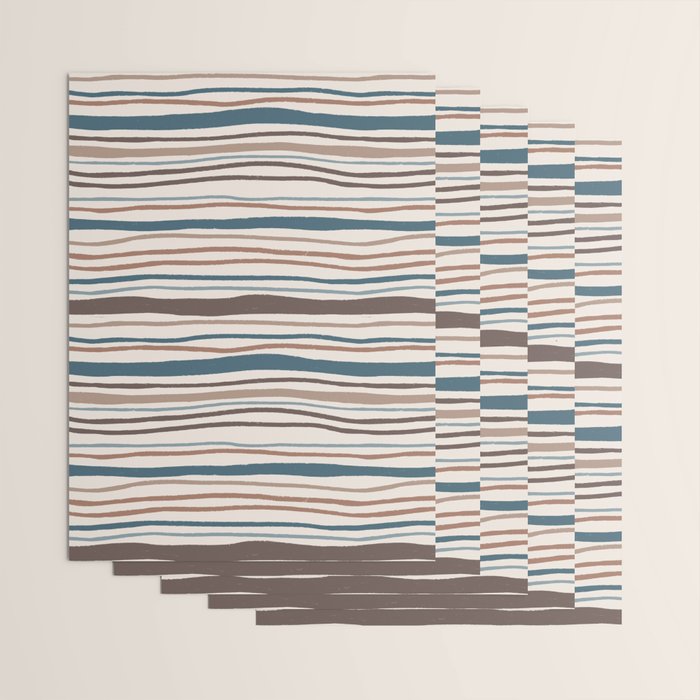 Wonky lines - mocha mousse and teal Wrapping Paper Gallery Image 3