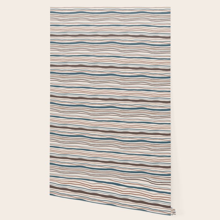 Wonky lines - mocha mousse and teal Wallpaper Gallery Image 2