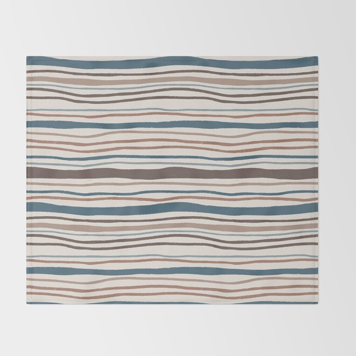 Wonky lines - mocha mousse and teal Throw Blanket Gallery Image 2