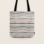 Wonky lines - mocha mousse and teal Tote Bag Gallery Image 1