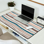 Wonky lines - mocha mousse and teal Desk Mat Gallery Image 2