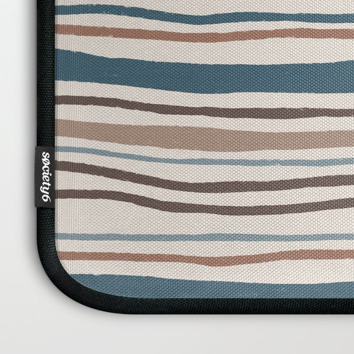 Wonky lines - mocha mousse and teal Laptop Sleeve Gallery Image 3
