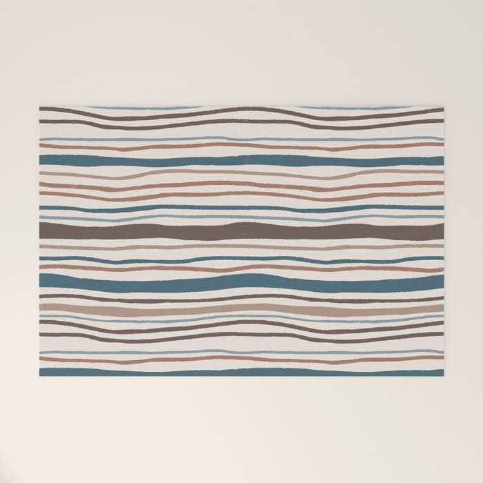 Wonky lines - mocha mousse and teal Welcome Mat Gallery Image 1