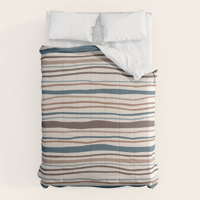 Wonky lines - mocha mousse and teal Comforter Gallery Image 6
