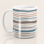 Wonky lines - mocha mousse and teal Coffee Mug Gallery Image 3