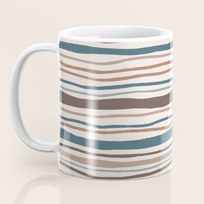 Wonky lines - mocha mousse and teal Coffee Mug Gallery Image 3