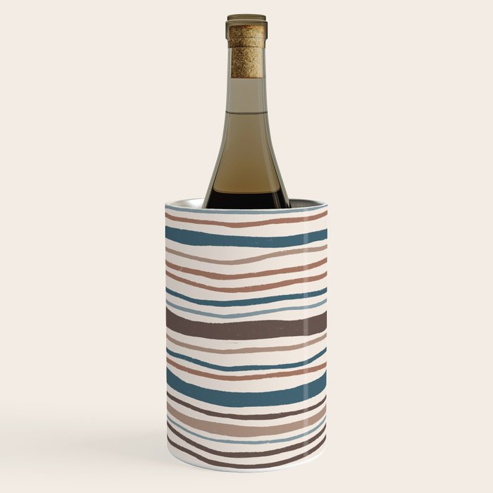 Wonky lines - mocha mousse and teal Wine Chiller Gallery Image 2
