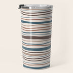 Wonky lines - mocha mousse and teal Travel Mug Gallery Image 3