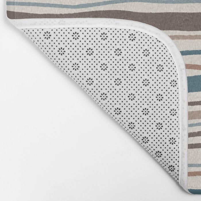 Wonky lines - mocha mousse and teal Bath Mat Gallery Image 2
