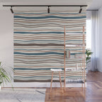 Wonky lines - mocha mousse and teal Wall Mural Gallery Image 1