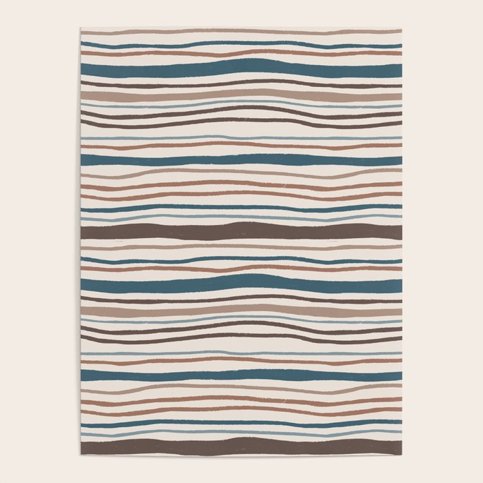 Wonky lines - mocha mousse and teal Poster Gallery Image 4