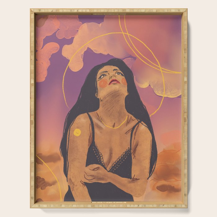 Sunset girl Serving Tray Gallery Image 1