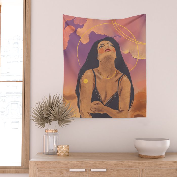 Sunset girl Wall Tapestry Gallery Image 2