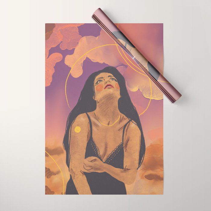 Sunset girl Wrapping Paper Gallery Image 1
