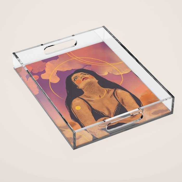Sunset girl Acrylic Tray Gallery Image 1