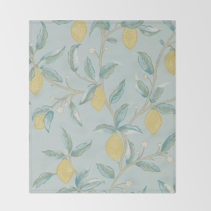 William Morris Lemon Fruit Tree Wedgewood Throw Blanket Gallery Image 2