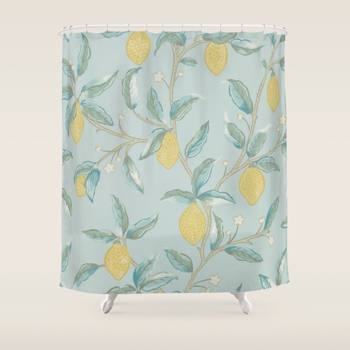 William Morris Lemon Fruit Tree Wedgewood Shower Curtain Gallery Image 1