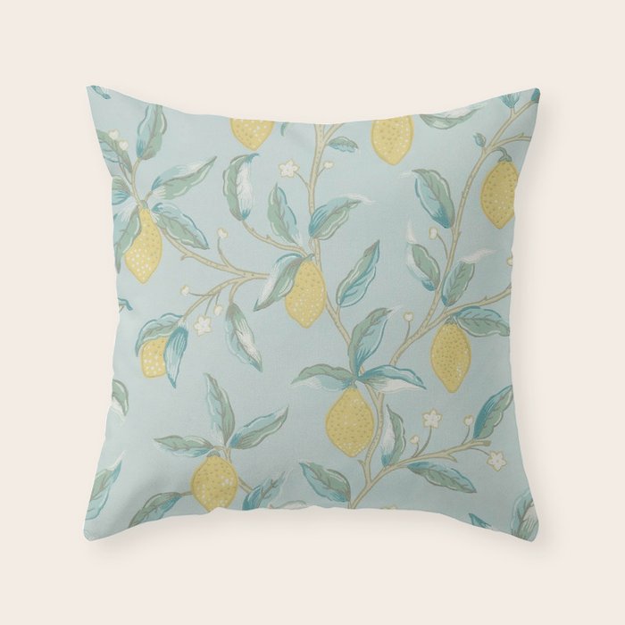 William Morris Lemon Fruit Tree Wedgewood Throw Pillow Gallery Image 1