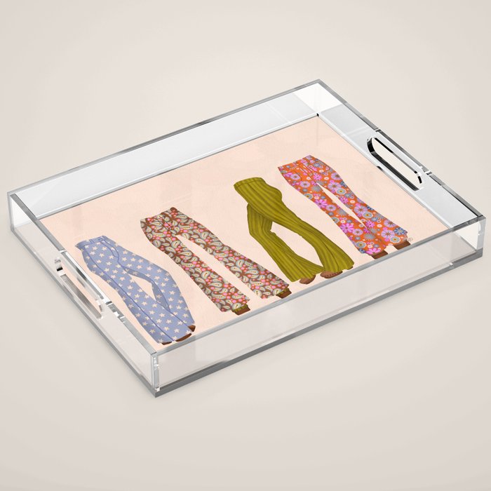1970s Bellbottom Bliss Retro Fashion Acrylic Tray Gallery Image 1